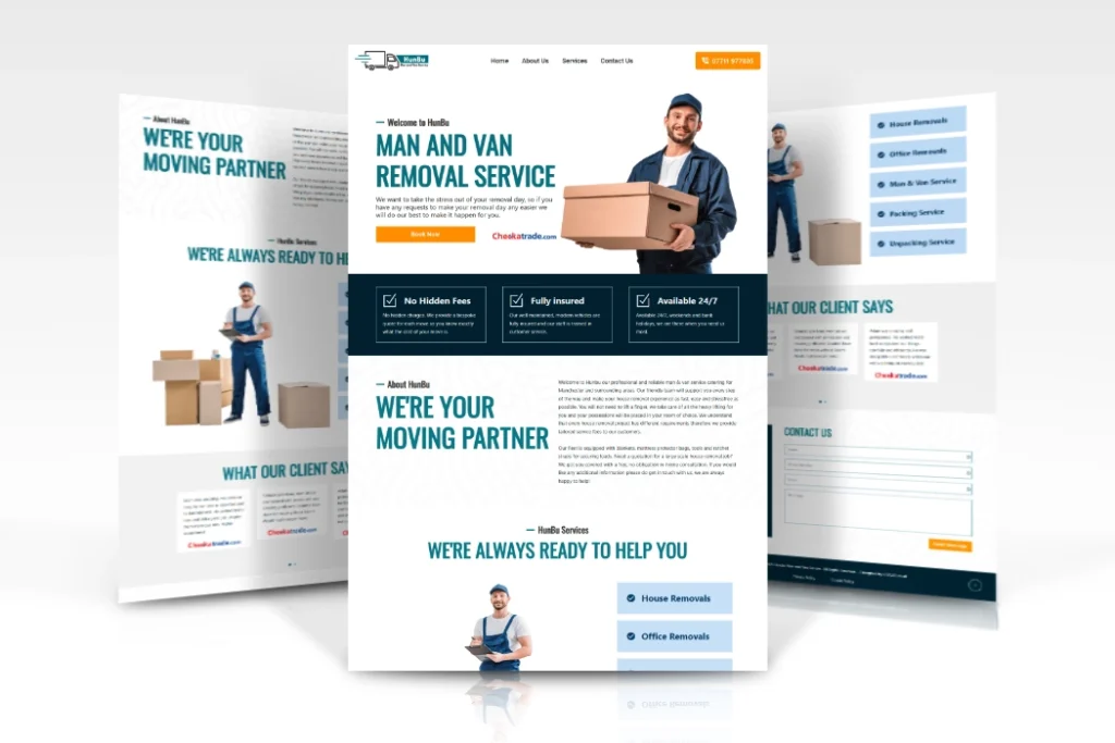 HunBu Man and Van Service website built with WordPress