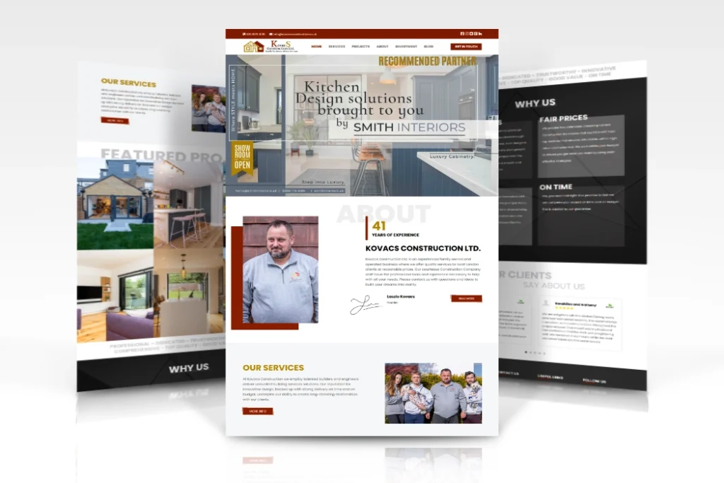 Kovacs Construction Ltd custom CMS dashboard built with Laravel