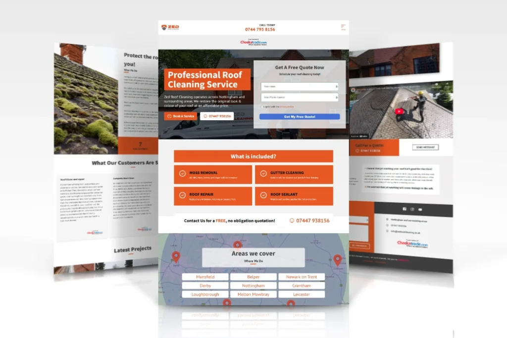 Zed Roof Cleaning website design for a UK roof cleaning company